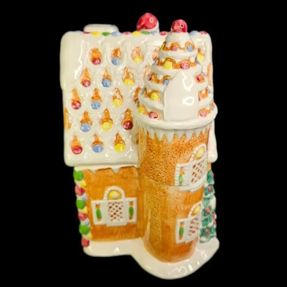 Fitz and Floyd Santa Claus‎ Gingerbread House Christmas Cookie Jar Vtg 1995 READ